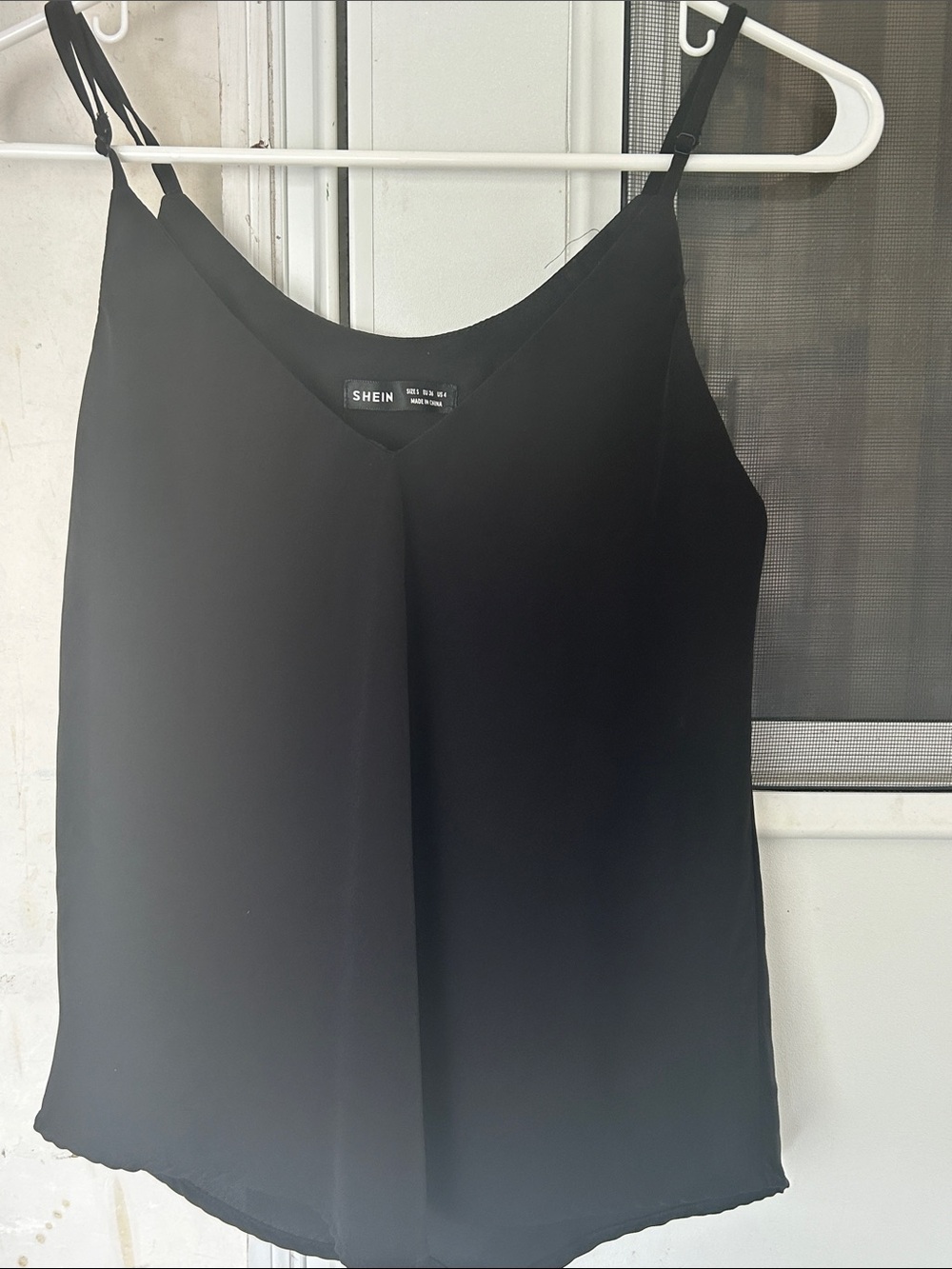 SHEIN Black V-Neck Adjustable Spaghetti Strap Tank